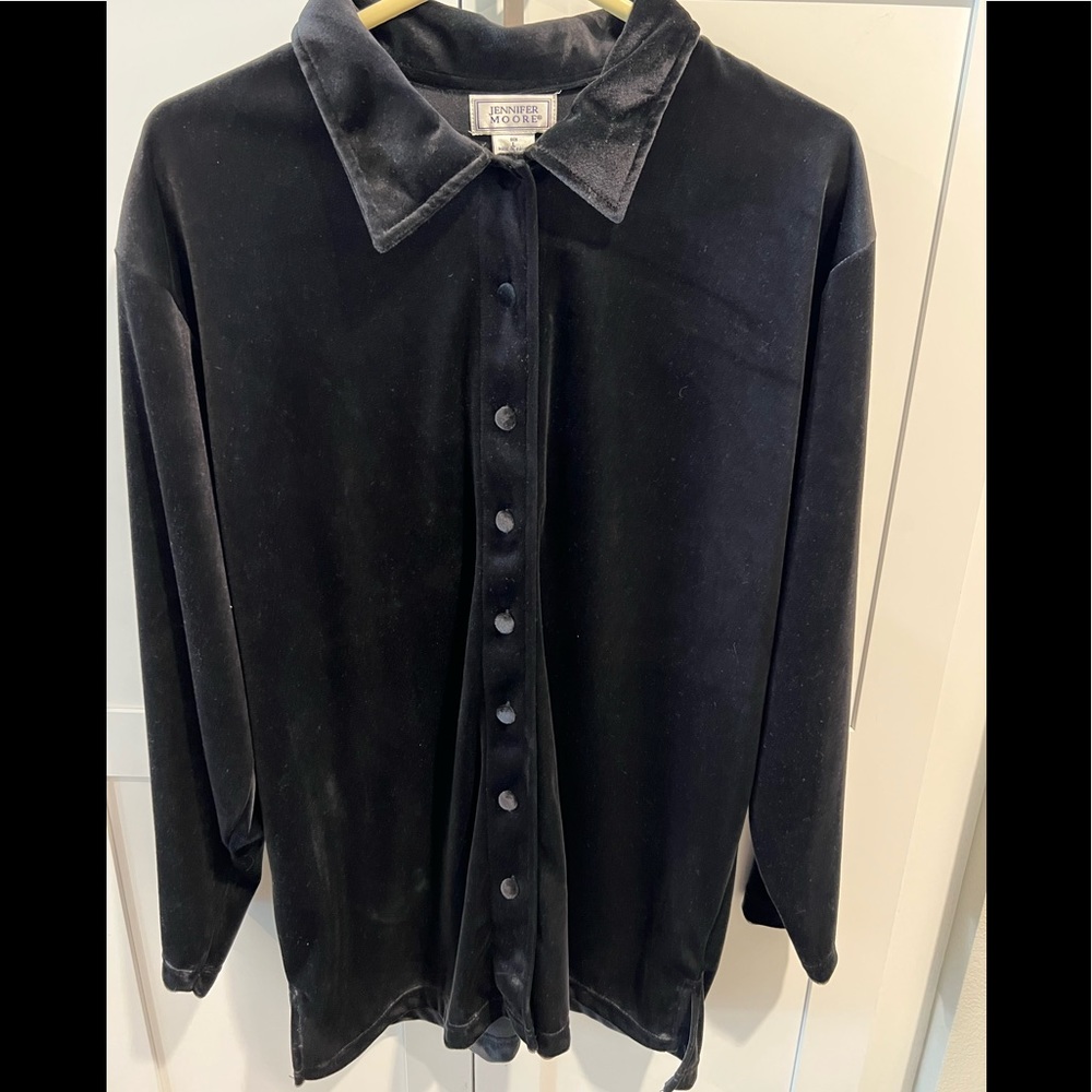 Black velour vintage buttoned up shirt